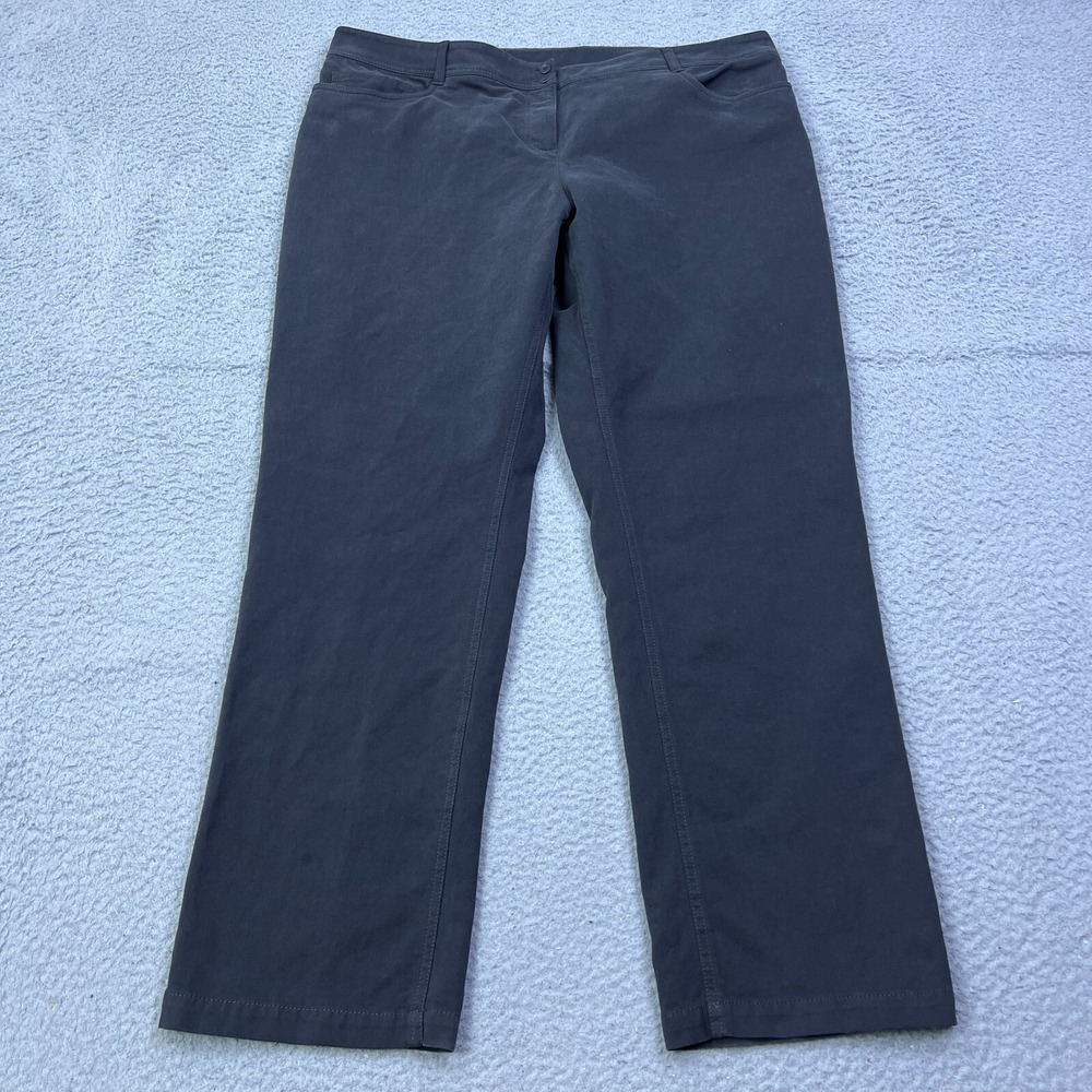 Eileen Fisher Pants‎ Women's XL Gray Cotton Chino Straight Dress Pants Italian